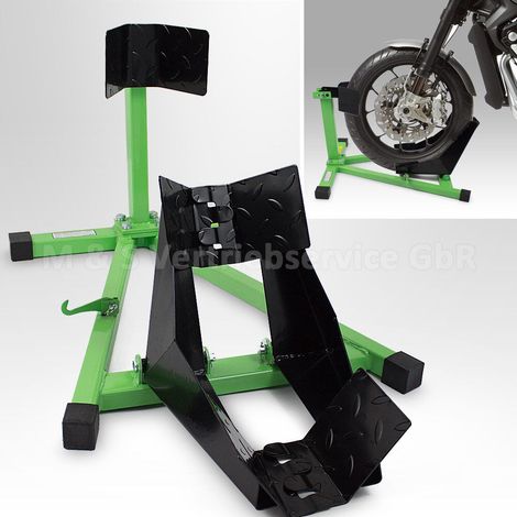 Bituxx Motorradwippe Motorrad Radwippe Montageständer vorne Motorradständer Transportständer Vorderrad Grün / Schwarz (1/5)