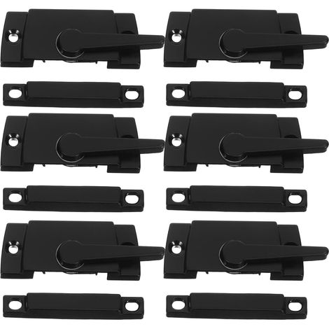 Lot de 6 verrous de châssis de fenêtre : fixation de châssis noire, verrou de fenêtre en croissant, loquet coulissant à montage à droite pour une sécurité accrue à la maison (1/5)