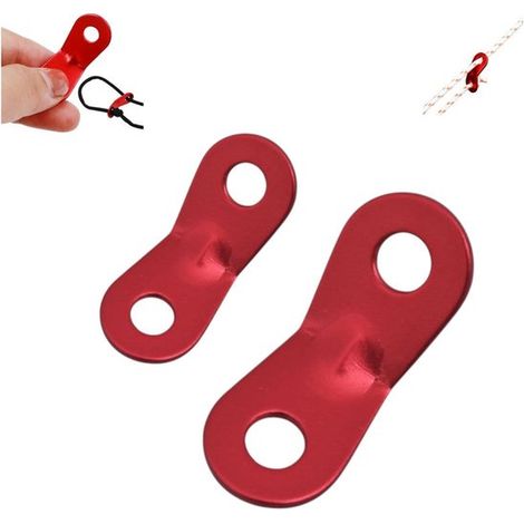 2 pièces - tendeur de corde - Tendeurs - rutschfest - tendeurs de haubans - Einsteller - Accessoires de camping - Doppelösen-Windseilverschluss - Tendeur - 3,9 cm x 1,6 cm - Rot - EinstellerRot (1/5)