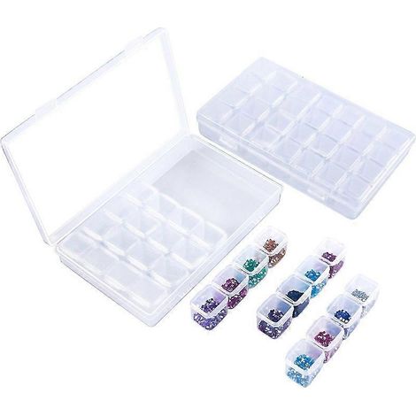 Lot de 2 boîtes de rangement pour peinture diamant, boîtes de rangement portables pour perles, adaptées aux accessoires de peinture diamant. (1/5)