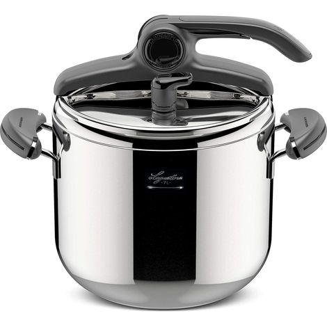 Autocuiseur 7 L en Acier Inoxydable 18/10 Ø 22 cm, Casserole Induction et à Gaz, Couvercle à Ouverture Facile, Fond 3 Couches, Lavable au Lave-Vaisselle (1/5)