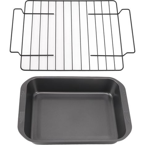 Rôtissoire avec grille rectangulaire, poignée en fer en acier au carbone, antiadhésive, lavable au lave-vaisselle, cuisson pour dindes (1/5)