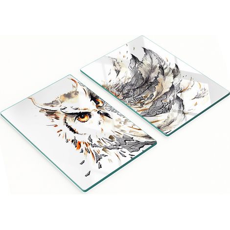 Planche décorative multifonctionnelle de cuisine en verre trempé en forme de hibou 2x40x52 cm (1/5)