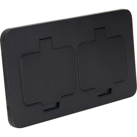 Double prise de sol encastrable 2P+T rectangulaire IP55 - noir + boite - Protec (1/5)