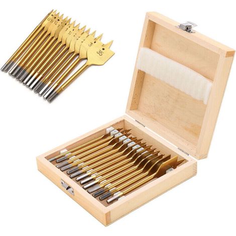 13-teiliger Flachbohrer aus Hartstahl, 1/4 Zoll Sechskantschaft, Spatenbohrer-Set, Lochschneider (1/4)