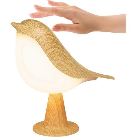 Lampe oiseau à piles, petite veilleuse tactile rechargeable, lampe de table unique sans fil, mini lampe mignonne à piles, 3 niveaux d'intensité (1 pièce) (1/5)