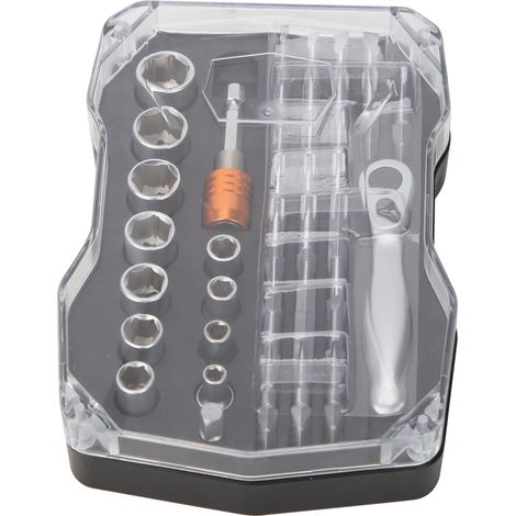 Kit clé à cliquet mini douilles et embouts Torx, cruciforme, hexagonale pour divers travaux (1/5)