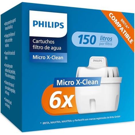 Philips Micro X-Clean Set di 6 Cartucce Filtranti per Acqua