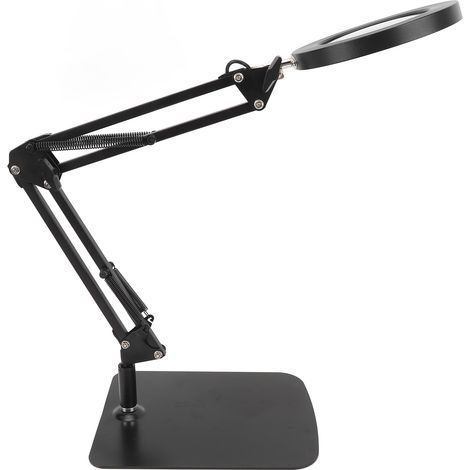 Lampe loupe lumineuse 5X, lampe de bureau 2 en 1 avec bras articulé et support à pince, tête orientable à 360° (1/5)