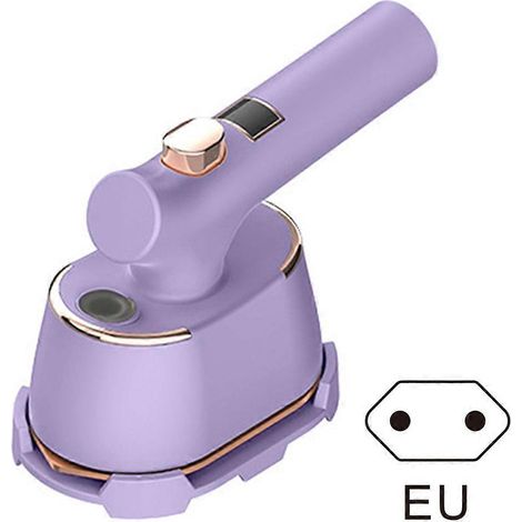 Mini défroisseur vapeur portable - Fer à repasser portable pour vêtements humides et secs avec poignée pliable, micro-fer à vapeur professionnel pour la maison et les voyages. Prise UE. Violet. (1/5)