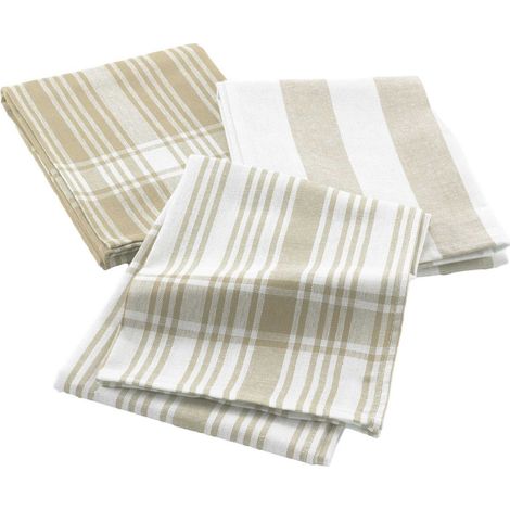 Torchon 50x70 cm - Rayé - Beige (1/2)