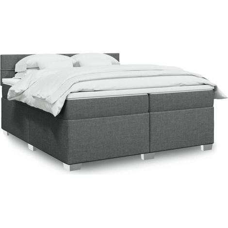 Cama box spring con colchón tela gris oscuro 200x200 cm (1/5)