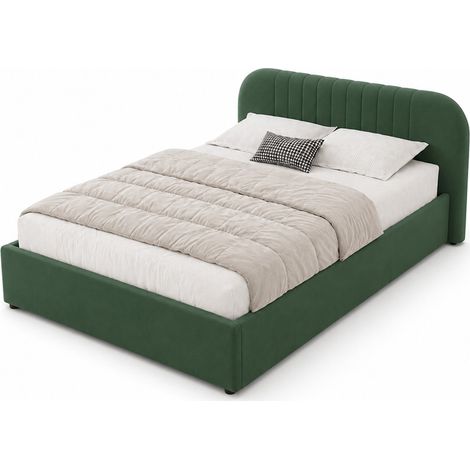 Letto con contenitore 140x190 cm in velluto verde IRVINE (1/5)