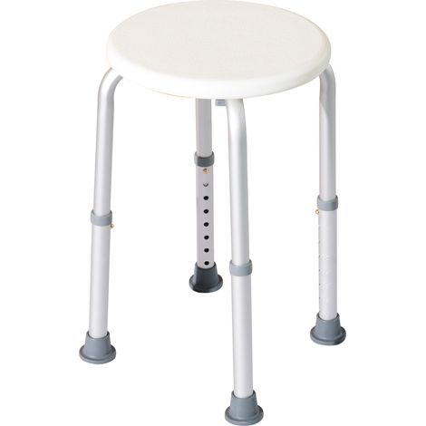 easycomfort sgabello da doccia per anziani con ausilio rotondo, sedia da bagno per disabili con altezza regolabile 8 posizioni, piedini antiscivolo, in alluminio e pe, bianco (1/5)