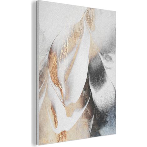 TABLEAU ACOUSTIQUE Luxe - Abstrait - Or - Blanc Art Muraux Décoratif 60x80 cm (1/5)