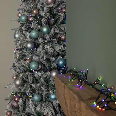 18.5m 1440 LED Christmas Cluster Multi-Action String Lights with Timer in Multi-Coloured (1/5)