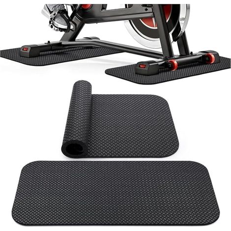 Lot De 2 Tapis Fitness Protection Sol, Double Face Silicone Tapis Sport De Course Anti Bruit Vibration, sous-Tapis De Sol Sport Epais pour Vélo Elliptique, Treadmill, Home Trainer, 30x63.5 Cm (1/5)