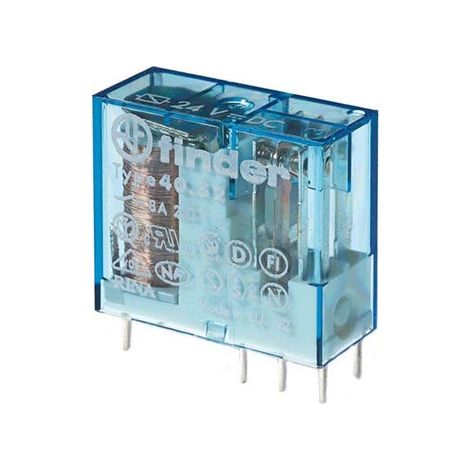Mini Relè industriale Finder Tipo 40.52 per circuito stampato 2 scambi a innesto 8A bobina 24V DC continua 405290240000