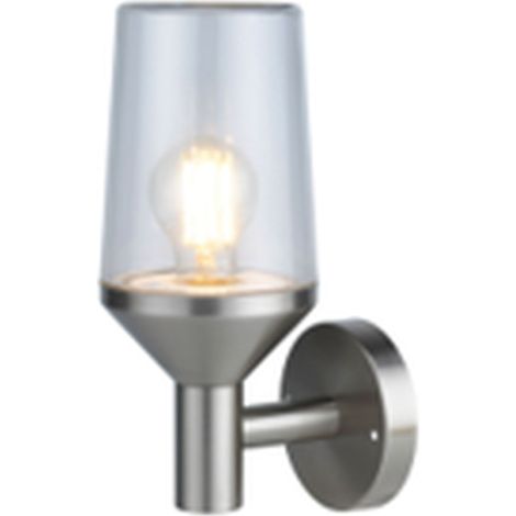 Wandlampe außen Edelstahl Glas 29 cm hoch IP44 E27 Modern Außenwandlampe