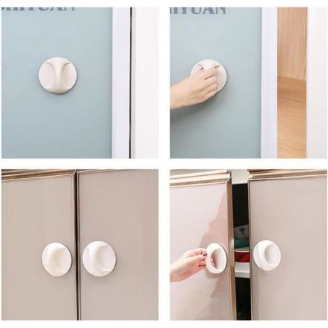 Poignée autocollante - Non spécifié - Lot de 4 - Vert clair et blanc - Installation facile - Design ergonomique (1/4)