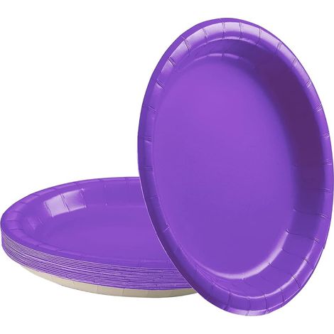 Lot de 16 assiettes violet foncé - Décoration de table Halloween - Fournitures d’anniversaire (1/5)