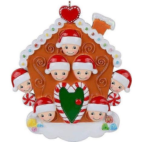 Décorations de Noël en résine, bonhomme de neige et famille, à suspendre au sapin, pour la maison, pour Noël et le Nouvel An (7 personnes). (1/5)
