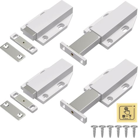 Poussoir Push to Open Lot de 4 Aimant Poussoir Porte Placard Poussoir Tiroir Push Pull Latch pour Armoire Loquet Magnetique Pousse pour Ouvrir Porte Placard Fermeture Magnetic pour Fermer Porte (1/5)