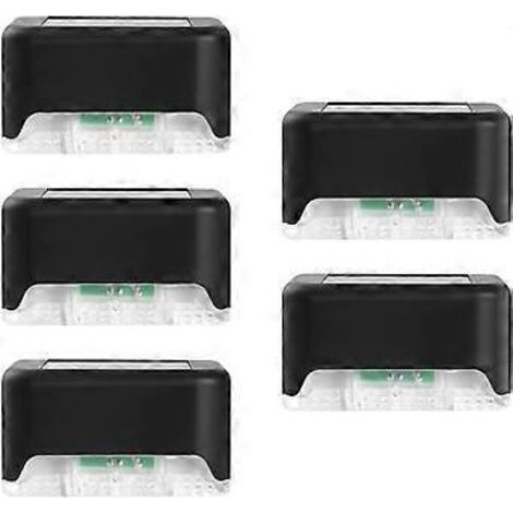 Lampes solaires LED pour marches et terrasse : lot de 5, étanches et résistantes aux intempéries, pour éclairage d'escalier extérieur (cour, patio, poteau, balustrade), jardin, entrée, allée.