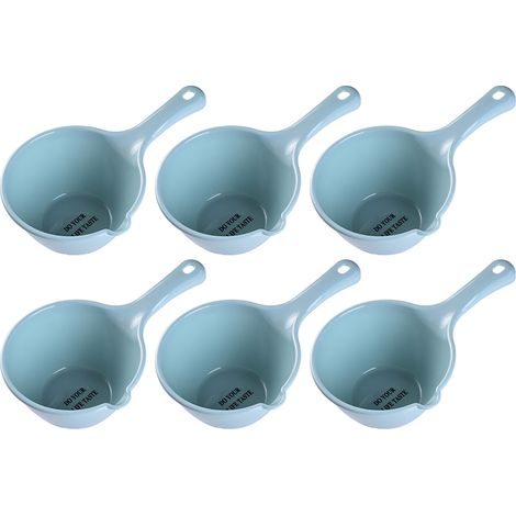 Lot de 6 louches de bain en plastique, louches de cuisine épaisses, gobelet doseur pour salle de bain, louche à eau avec manche, cuillère doseuse pour laver les cheveux (1/5)