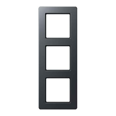 Jung Cadre 3gang, A FLOW, thermoplastique laqué, anthracite mat, montage vertical et horizontal AF 583 BF ANM