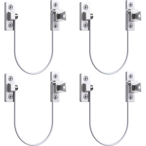 4pcs Entrebâilleur Fenêtre Porte Restricteur de Porte de Fenêtre Verrou Fenetre UPVC Verrouillage de Limite Verrou de Sécurité Câble Serrure de Limite Avec Clé et Vis (1/5)