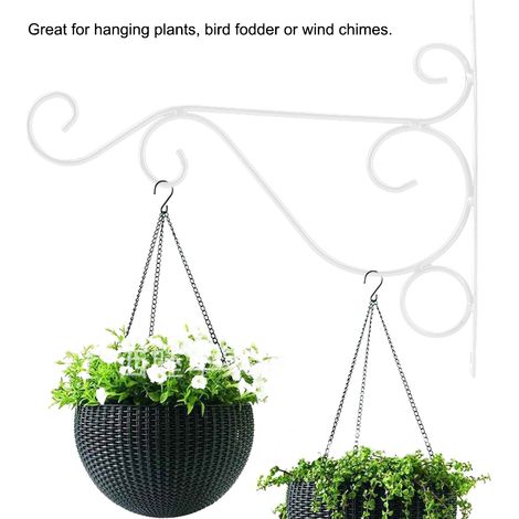 Wandmontierter Pflanzenhänger aus Eisen, Blumenhaken für die Dekoration von Innenräumen, 25 x 21 cm (Weiß) (1/5)