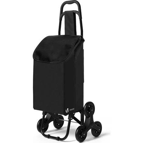 VOUNOT® Einkaufstrolley Klappbar mit 6 Räder, Treppensteiger 32L, Schwarz
