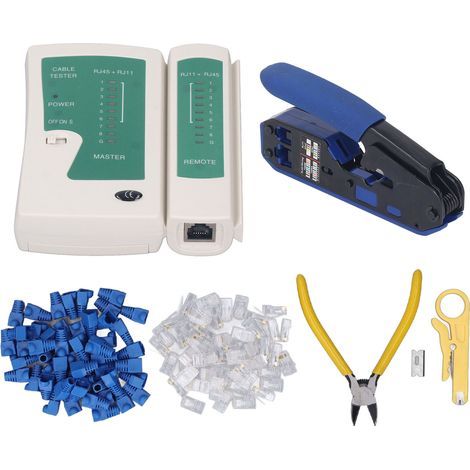 RJ45-Crimpwerkzeug-Set, 8P8C-Abisolierzange, Kristallkopf-Netzwerktester-Set für Cat5- und Cat6-Stecker (1/5)