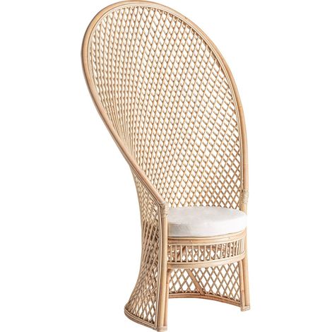 Fauteuil rotin vieilli style boho marron clair élégant - Marron clair vieilli naturel (1/5)