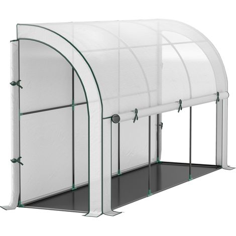 Invernadero de plástico con puerta enrollable, estructura de acero, 200 x 80 x 157 cm, blanco (1/5)