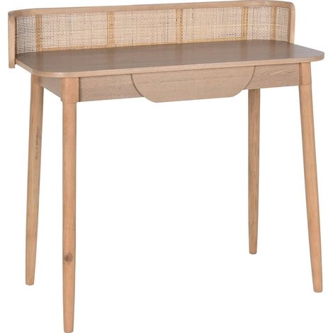 Bureau élégant paulownia et rotin pour intérieur chic - Naturel en bois et rotin (1/5)