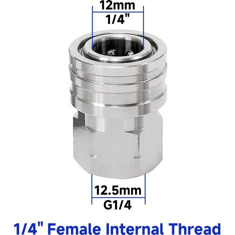 (E) Raccord rapide pour nettoyeur haute pression 1/4 pouce en acier inoxydable, accessoires mâle/femelle avec filetage interne/externe (1/5)