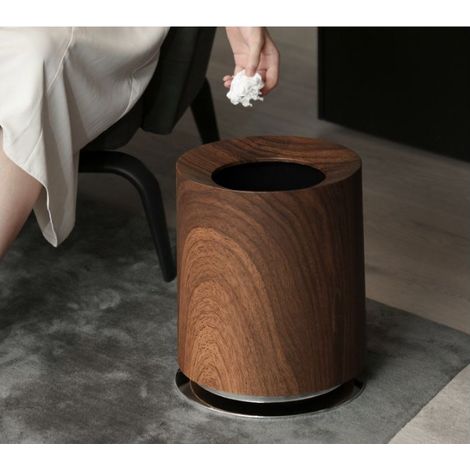 12-Liter-Abfalleimer in Walnussholzoptik mit Sockel – Elegantes und luxuriöses Design, vielseitig einsetzbar für Schlafzimmer, Wohnzimmer und Badezimmer, hochwertiger Abfalleimer für den Innenbereich (1/5)
