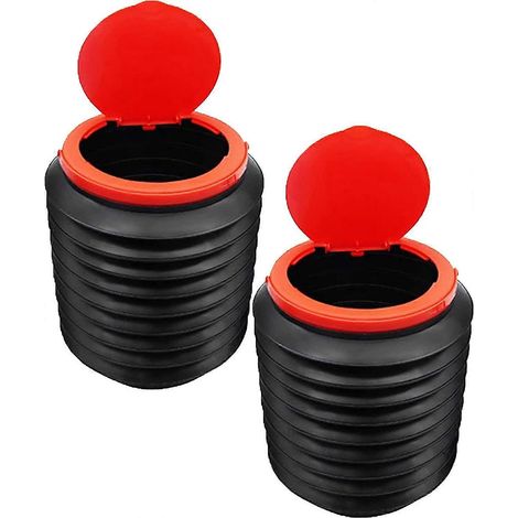 Poubelle de voiture, poubelle portable, sac pliable et étanche, petite poubelle pour l'intérieur de la voiture, le camping et la pêche (2 pièces, noir + rouge) (1/5)