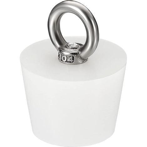 CCYKXA Conical Plug, Silicone Rubber Stopper 28mm to 30mm, Solid Bath Plug with Ring for Test Tubes, Water Pipes, Drain Holes, White (1/3)