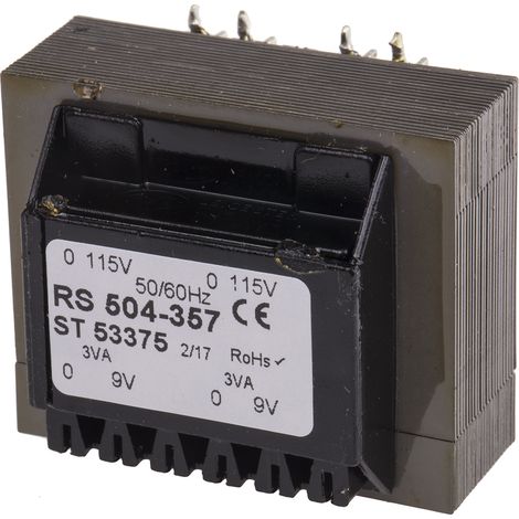 Transformateur pour circuit imprimé, Vout 9V c.a., 2 sorties, 6VA ( Prix pour 1 )