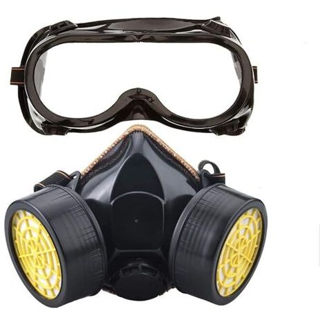 Masque de protection, masque à gaz avec 2 filtres à charbon actif Qualité professionnelle Protection contre la poussière, les pesticides, le formaldéhyde et la peinture