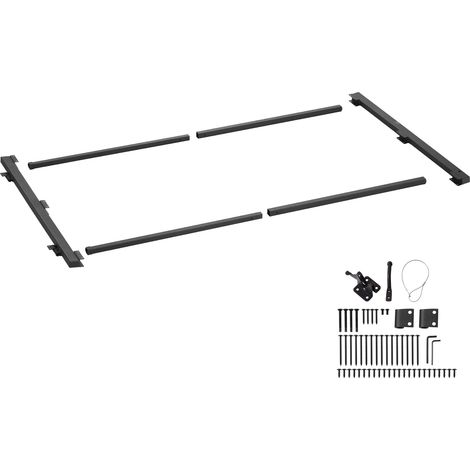 Mophorn Kit de construction de portail, réglable pour ouvertures de 40 à 72 pouces, hauteur de 4 à 5 pieds, cadre complet anti-affaissement, verrou à loquet et vis pour clôtures en bois, fer, noir