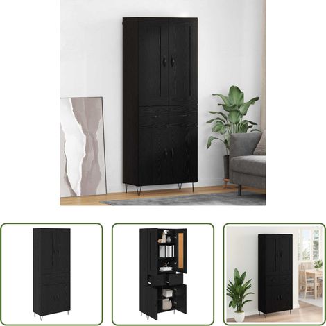vidaXL Buffet salle à manger - Haut Armoire Chêne noir 69,5 x 34 x 180 cm Bois d'ingénierie (1/5)
