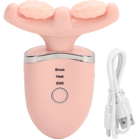 Appareil de Massage Visage 4 en 1 Anti-Rides Microcourant, Rouleau Raffermissant et Réducteur de Double Menton Rose (1/5)