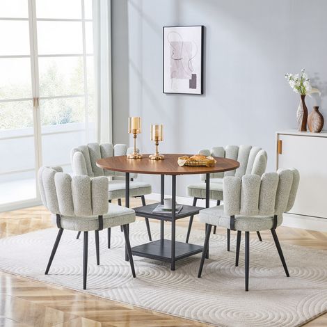 Conjunto mesa comedor redonda con 4 sillas OKMYHOME (1/5)