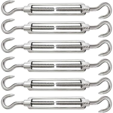 6 Pièces Tendeur Cable M5 Tendeur Cable Inox 304 Réglable Crochet de Ridoir et Crochet pour Tendeur de Fil Cable Acier Corde Crochet Tendeur Accessoires (1/5)