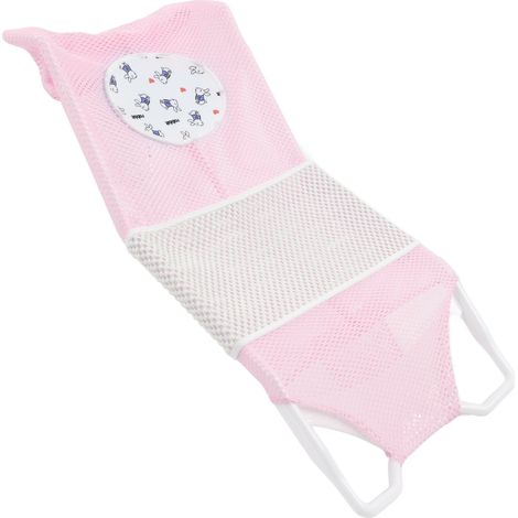 Coussin de bain bébé en filet rose, mignon et ergonomique, pour nouveau-né. (1/5)