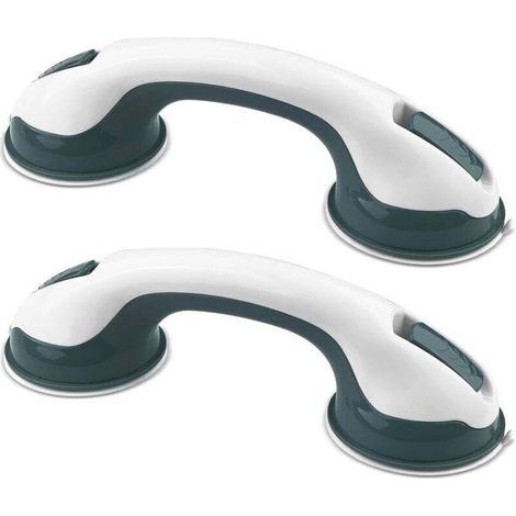 pair Lot de 2 poignées à ventouse, poignée de sécurité pour le bain, amovible sans perçage, barre d'appui pour douche de toilette, pour enfants, personnes âgées, handicapées (vert) (1/4)